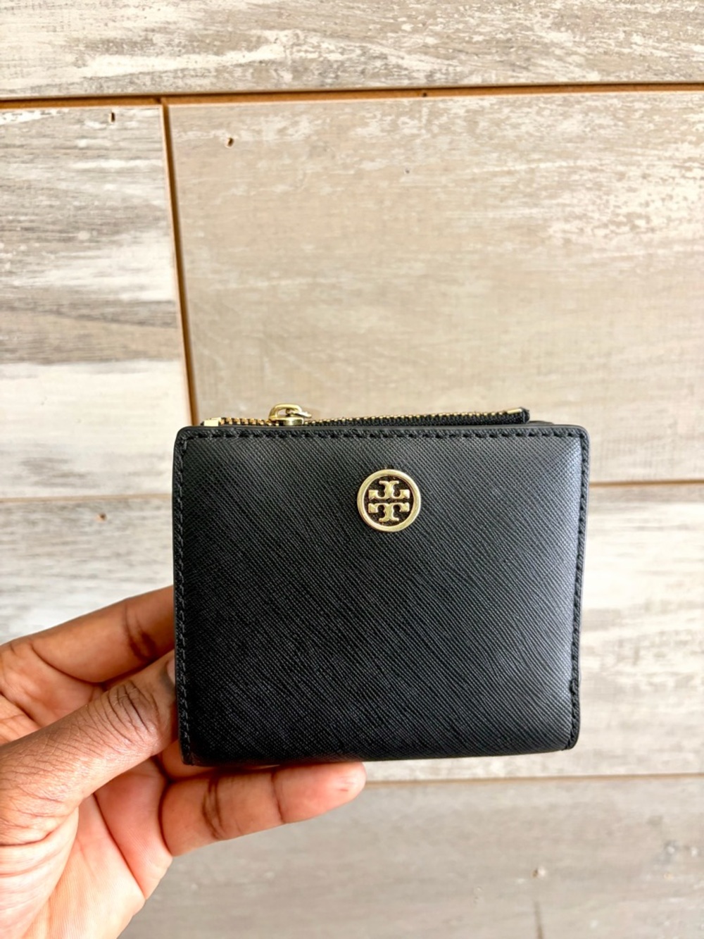Tory Burch Robinson Mini Wallet in black